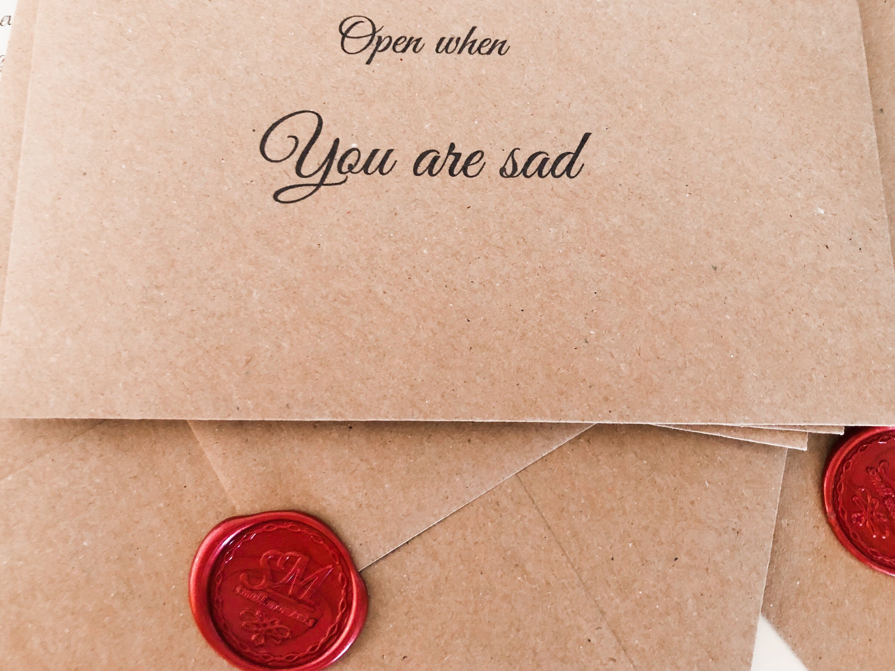 Set of 10 Open When Letters: Handmade Love Notes with Wax Seals, Calligraphy