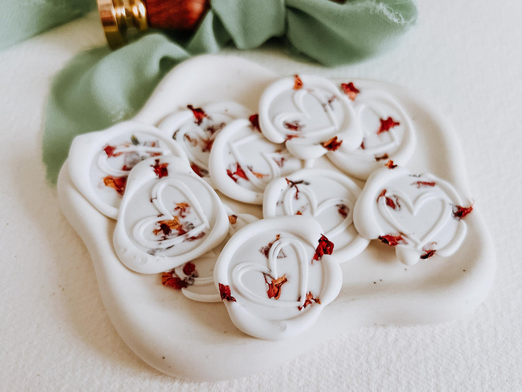 Floral White Wax Seal Stickers: Dried Flower Self-Adhesive Seals