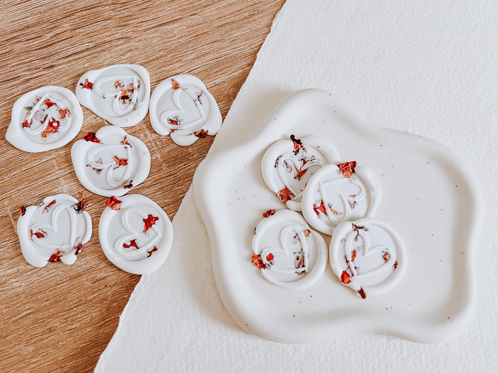 Floral White Wax Seal Stickers: Dried Flower Self-Adhesive Seals
