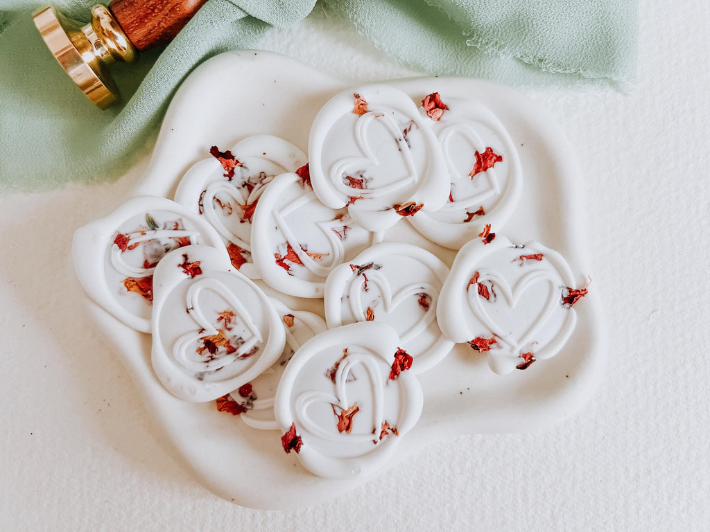 Floral White Wax Seal Stickers: Dried Flower Self-Adhesive Seals