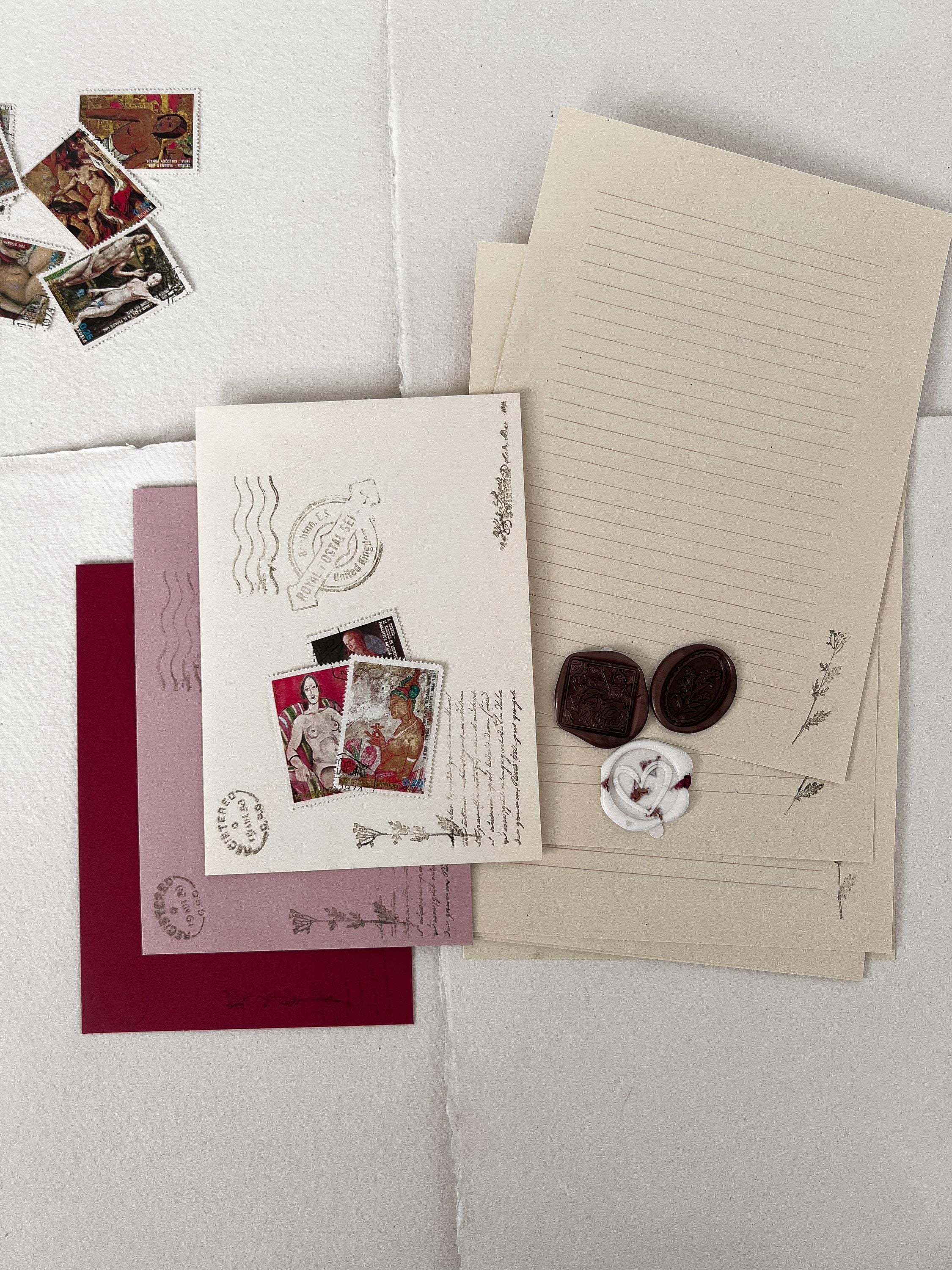 DIY Letter Writing Kit: Vintage Stamps, Wax Seals and Stationery Set
