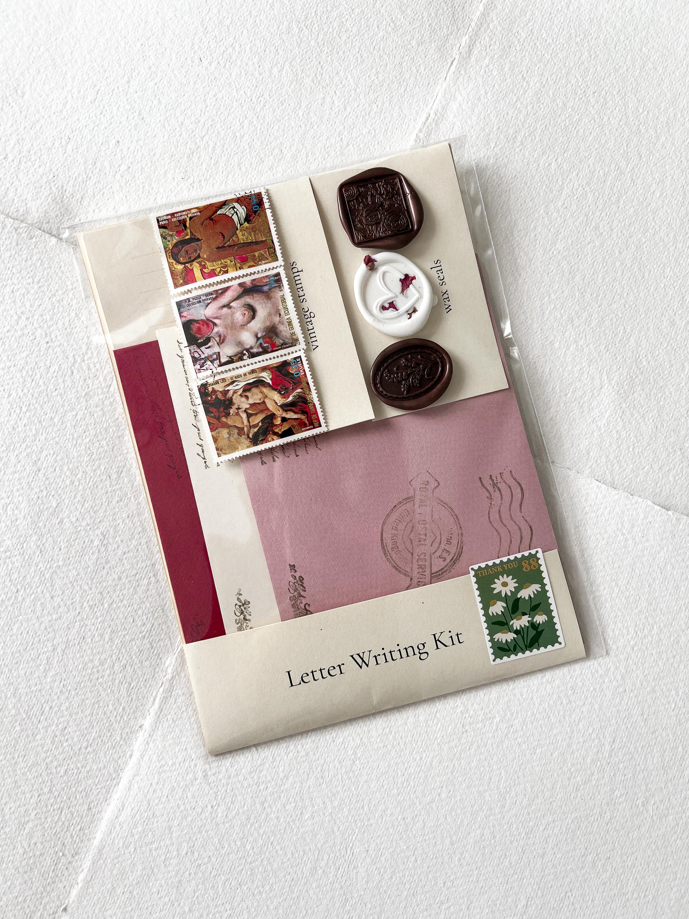 DIY Letter Writing Kit: Vintage Stamps, Wax Seals and Stationery Set